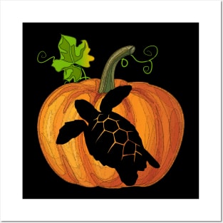 Turtle in pumpkin Posters and Art
